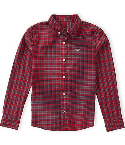 Vineyard Vines Big Boys Performance Cotton Tartan Plaid Button Front Sport Shirt