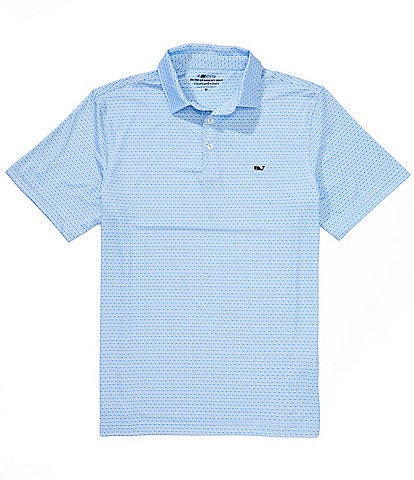 Vineyard Vines Dot Printed Sankaty Performance Stretch Short Sleeve Polo Shirt