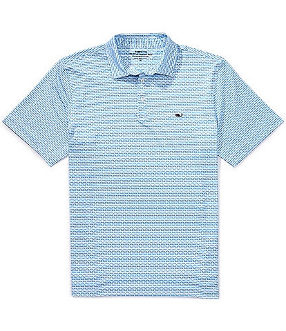 Vineyard Vines Fish Print Sankaty Performance Stretch Short Sleeve Polo Shirt