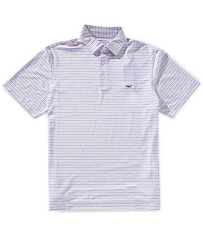 Vineyard Vines Tri-Color Bradley Stripe Sankaty Performance Short Sleeve Polo Shirt