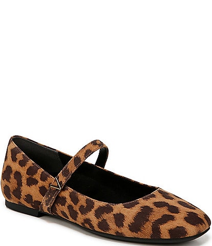 Vionic Alameda Suede Leopard Print Mary Jane Flats