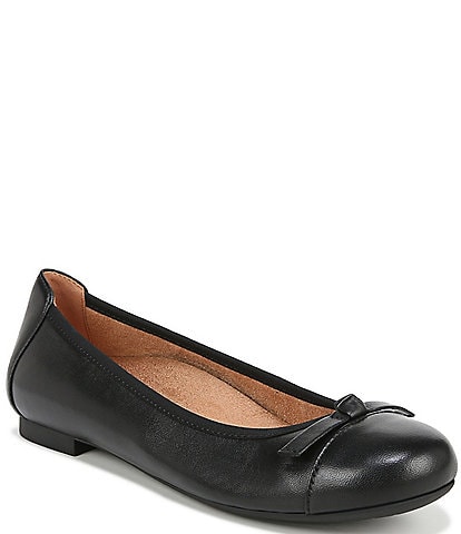 Vionic Amorie Leather Ballerina Bow Flats
