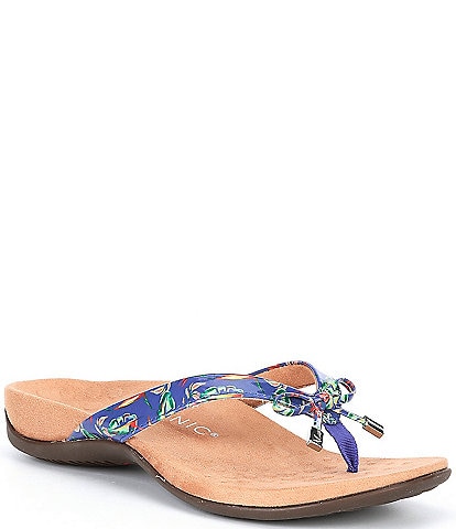 Vionic Bella II Tropical Print Bow Detail Thong Sandals