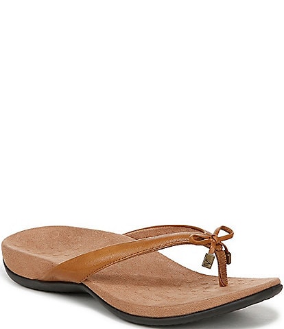 Vionic Bella Leather Bow Detail Thong Sandals