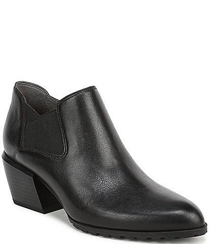 Vionic Bethany Leather Stacked Heel Booties