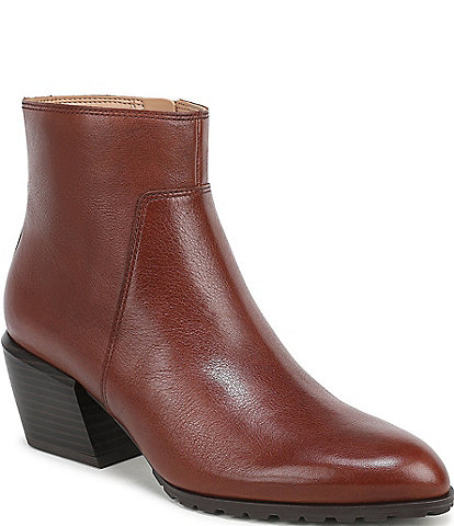 Vionic Bianca Leather Stacked Heel Booties