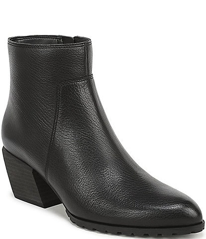 Vionic Bianca Leather Stacked Heel Booties