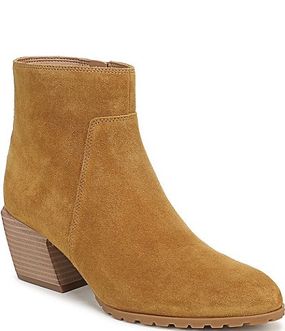 Vionic Bianca Suede Stacked Heel Booties