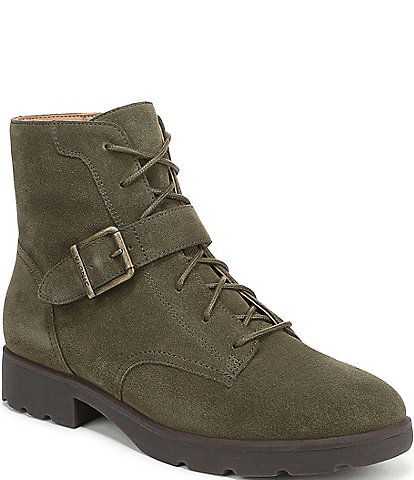 Vionic Catina Suede Buckled Hardware Strap Ankle Booties