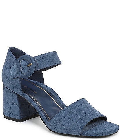 Vionic Chardonnay Croco Embossed Suede Dress Sandals