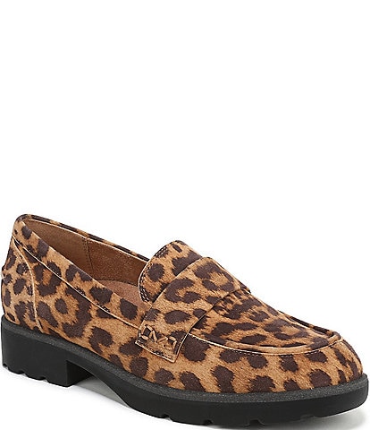 Vionic Cleo Suede Leopard Print Loafers