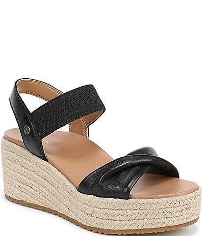 Vionic Darla Leather Wedge Espadrille Sandals