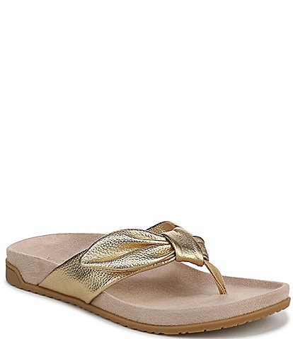 Vionic Eva Leather Bow Detail Thong Sandals