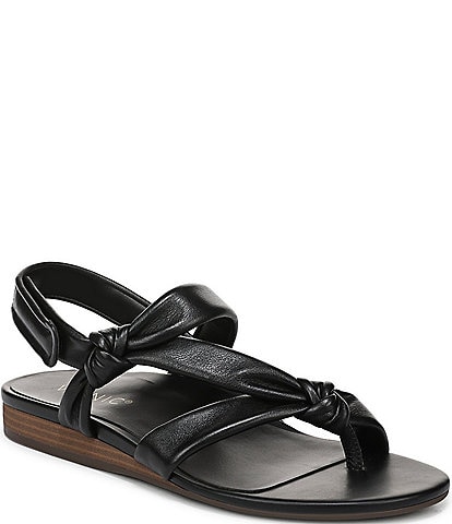 Vionic Geneva Leather Thong Mini Wedge Sandals