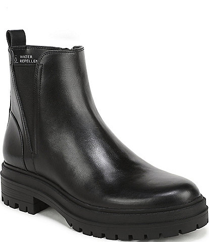 Vionic Georgina Water Repellent Tumbled Leather Lug Sole Booties