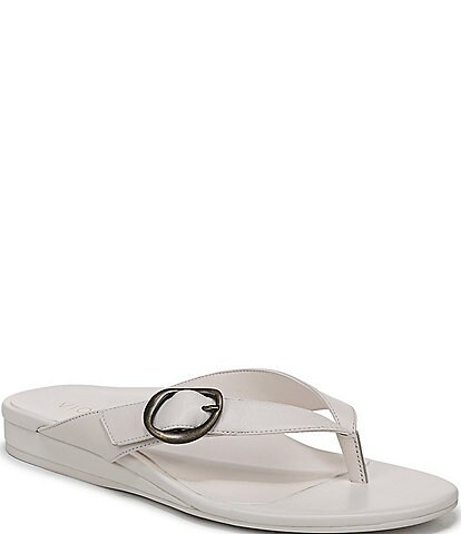 Vionic Grove Leather Mini Wedge Thong Sandals