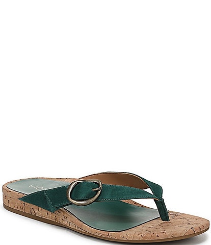 Vionic Grove Suede Mini Wedge Thong Sandals