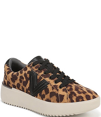 Vionic Kearny Lace Up II Leopard Print Suede Platform Wedge Sneakers