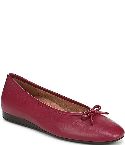 Vionic Larissa Leather Bow Detail Ballet Flats