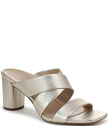 Vionic Merlot Metallic Leather Banded Dress Slide Sandals