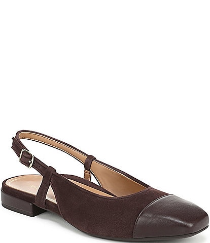 Vionic Petaluma Suede Slingback Cap Toe Flats
