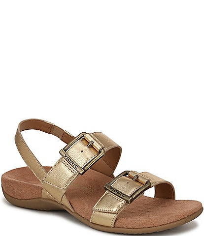 Vionic Reese Metallic Leather Slingback Sandals