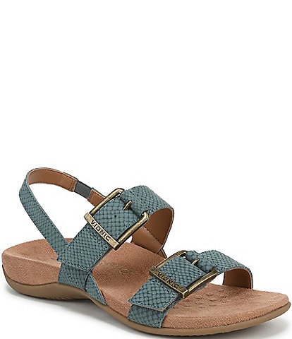 Vionic Reese Snake Print Nubuck Suede Slingback Sandals
