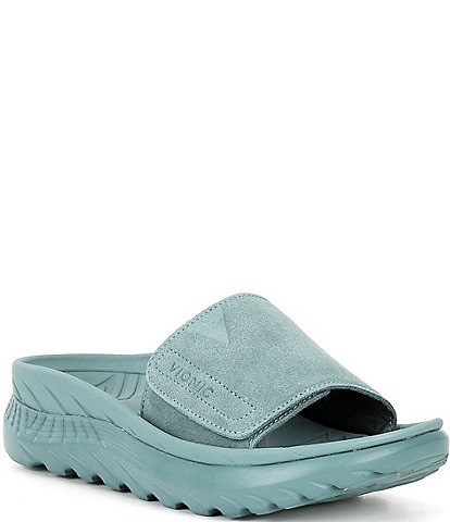 Vionic Rejuvenate Suede Recovery Platform Arch Support Slide Sandals