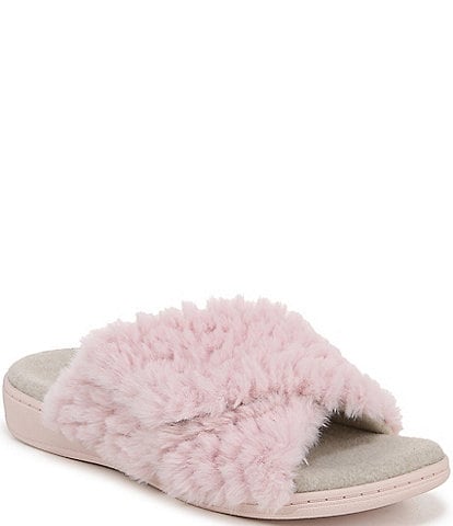 Vionic Relax II Chevron Faux Fur Slide Slippers