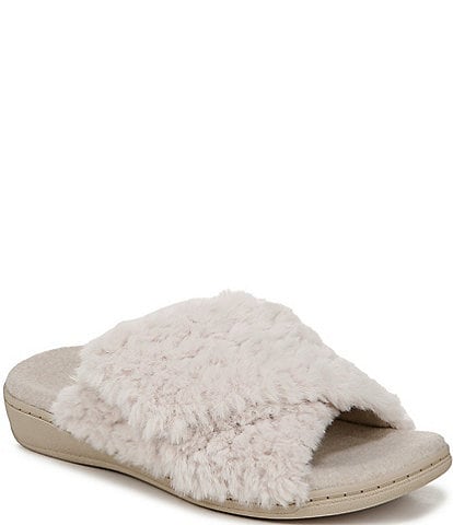 Vionic Relax II Chevron Faux Fur Slide Slippers