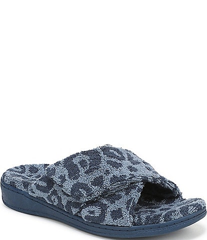Vionic Relax II Leopard Print Terry Cloth Slide Slippers