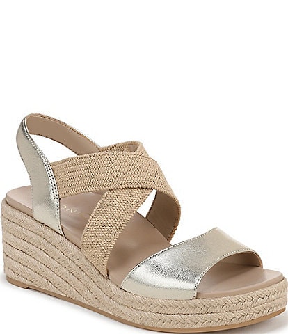 Vionic Soren Leather Wedge Espadrille Sandals