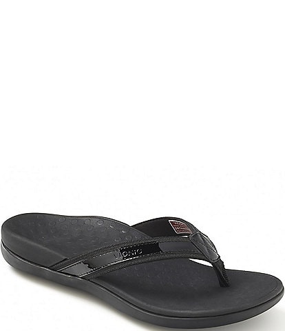 Vionic Tide Patent Leather Thong Sandals