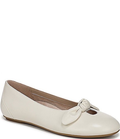 Vionic Tilly Leather Keyhole and Bow Detail Ballet Flats