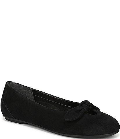 Vionic Tilly Suede Keyhole and Bow Detail Ballet Flats