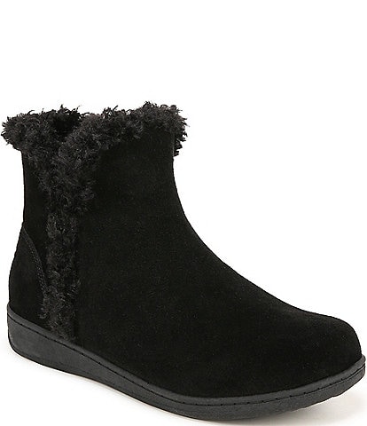 Vionic Unwind Suede Faux Shearling Lined Bootie Slippers