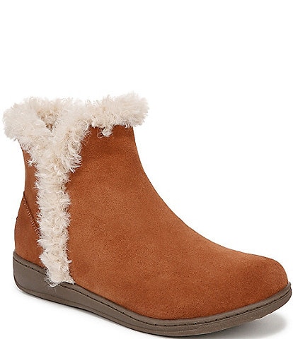 Vionic Unwind Suede Faux Shearling Lined Bootie Slippers