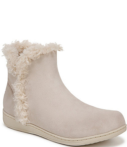 Vionic Unwind Suede Faux Shearling Lined Bootie Slippers