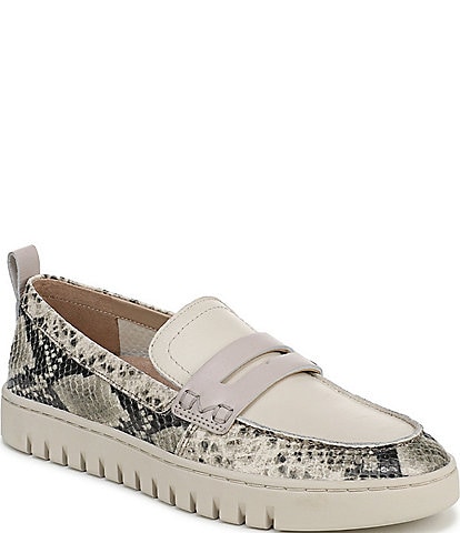 Vionic Uptown Leather Snake Print Packable Penny Loafers