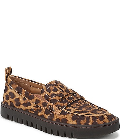 Vionic Uptown Suede Leopard Print Packable Penny Loafers