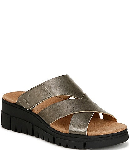 Vionic Uptown Sunset Leather Wedge Sandals