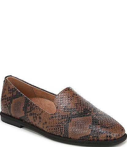 Vionic Willa 2.0 Snake Print Leather Slip On Loafers