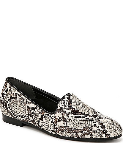 Vionic Willa II Leather Snake Print Slip-On Loafers