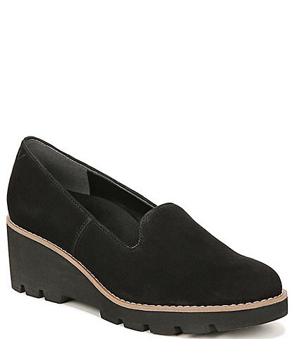 Vionic Willa Suede Slip-On Wedge Loafers