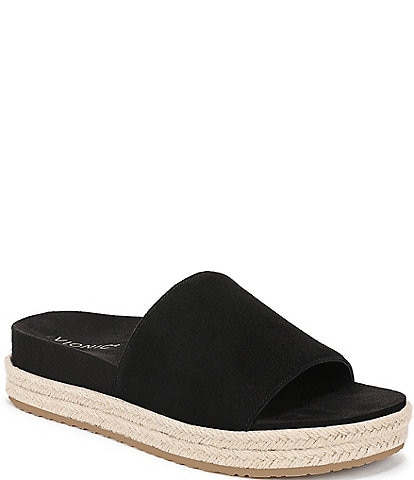 Vionic Yasmina Suede Platform Espadrille Slide Sandals