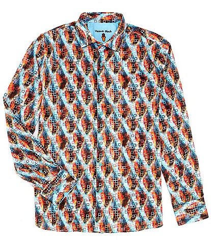 Visconti Big & Tall Long Sleeve Abstract Printed Woven Shirt