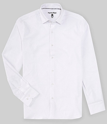 Visconti Big & Tall Long Sleeve Solid Textured Mercerized Dobby Jacquard Shirt