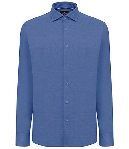 Visconti Big & Tall Melange Knit Long Sleeve Woven Shirt