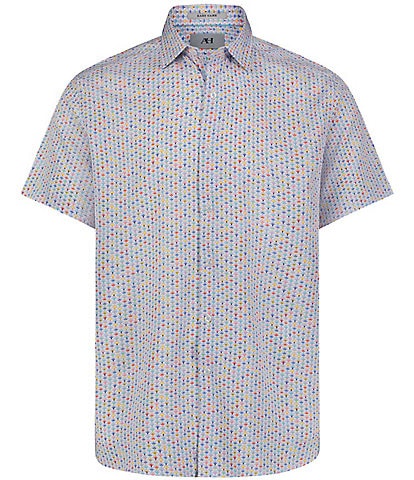 Visconti Big & Tall Multi-Color Print Stretch Short Sleeve Woven Shirt
