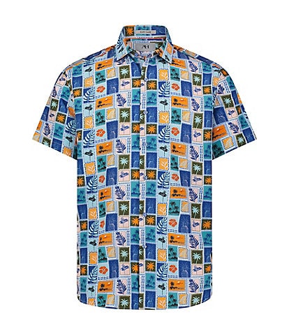 Visconti Big & Tall Multi-Color Print Stretch Short Sleeve Woven Shirt